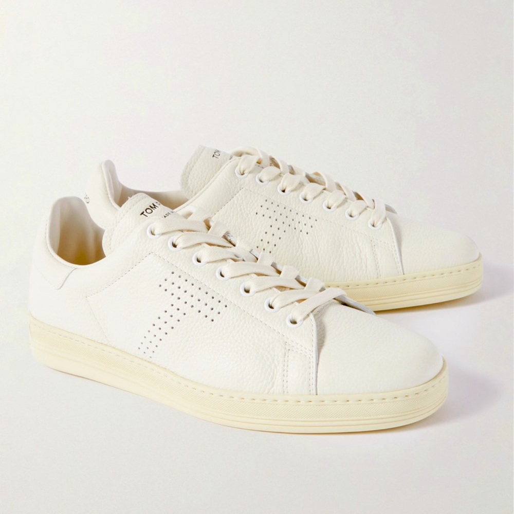 TOM FORD like new White Warwick Grained Leather Sneakers size 43